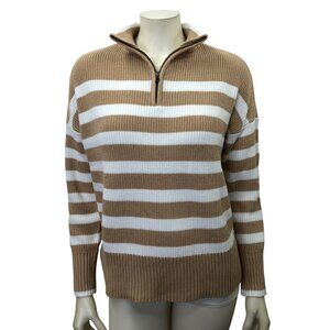 Lands' End Women's Quarter Zip Cotton Sweater Lg NWT‎